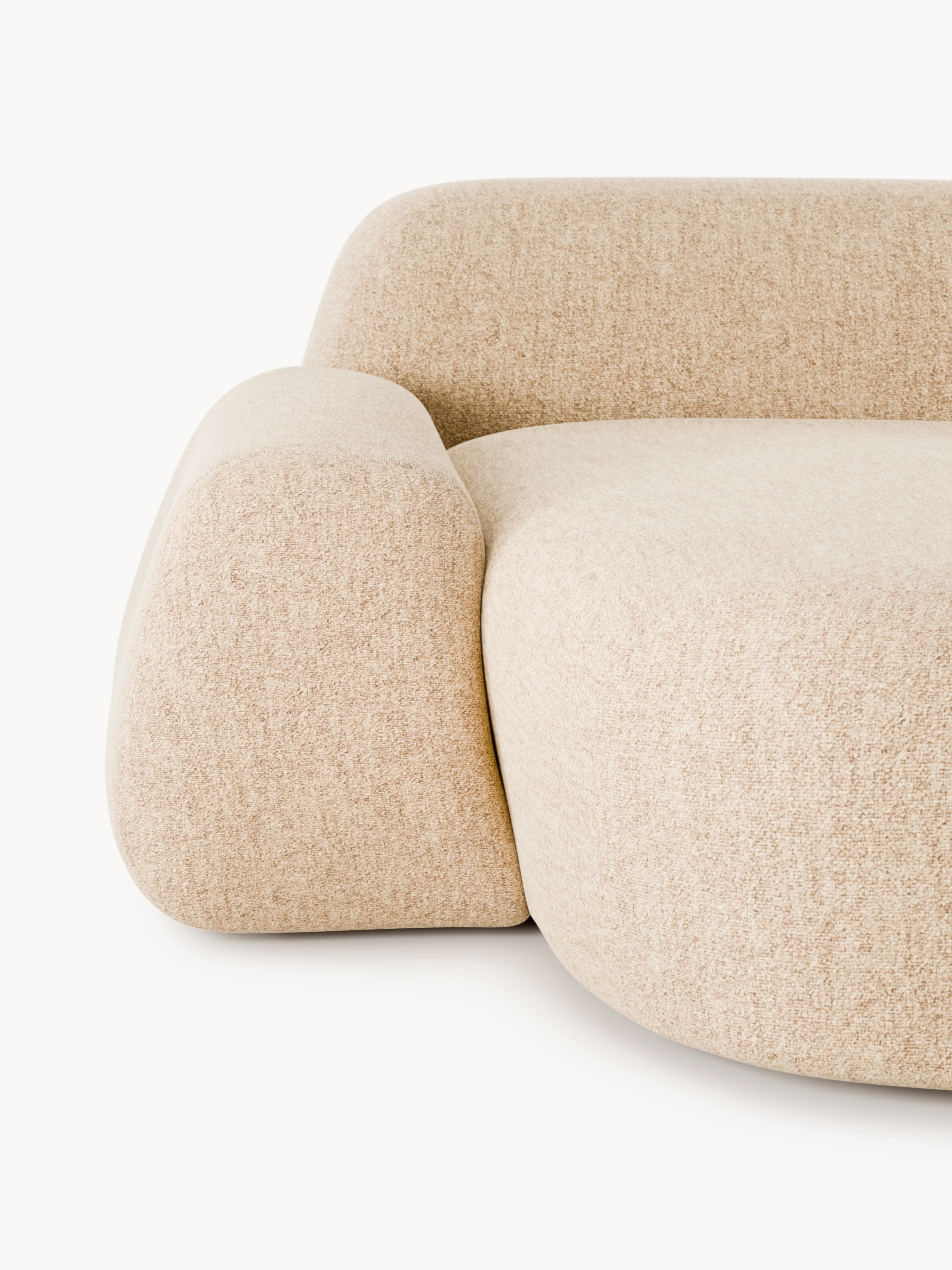 Modulaire bouclé hoekbank Wolke (4-zits) met chaise longue