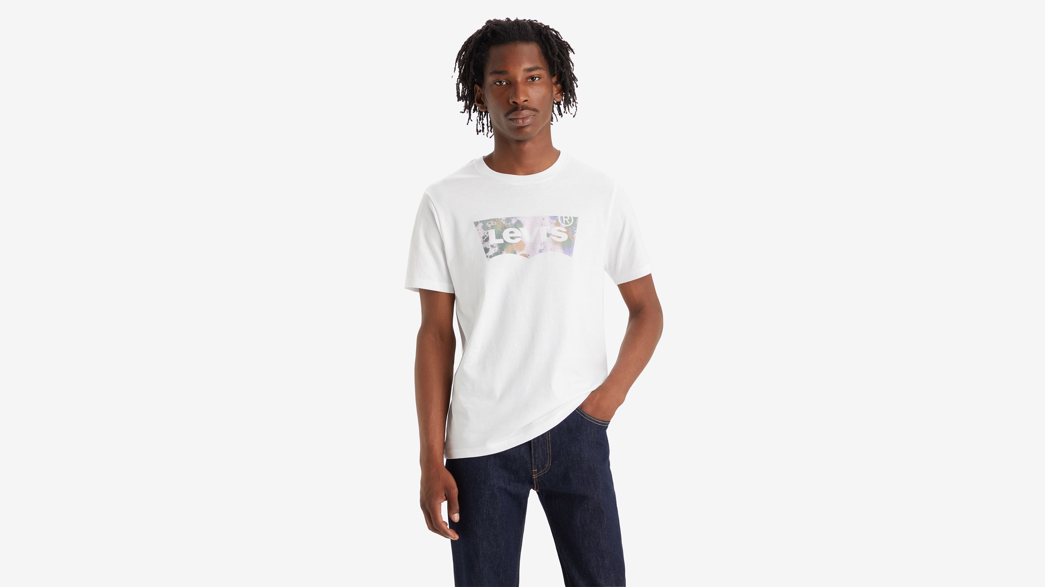 T-shirt graphique Classic - Fill Batwing Paint Splatter White+ - Blanc