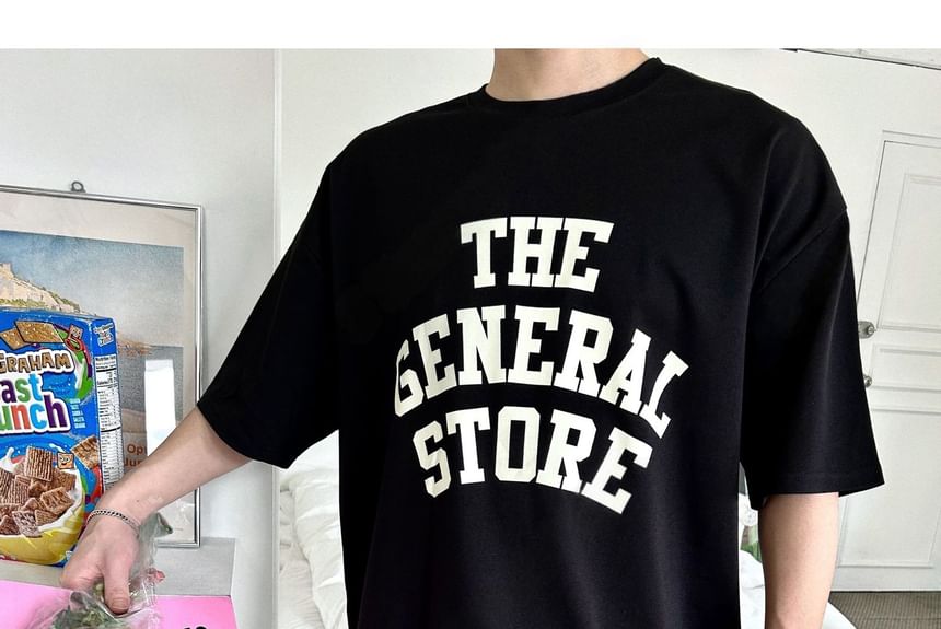 SeoulPop - T-shirt met korte mouwen en tekst in losse pasvorm