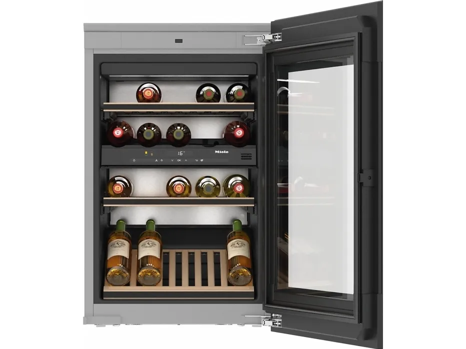 Miele 10737480, Thermo vinkøler, Indbygget, 33 flaske(r), G, Indvendig belysning, Sort