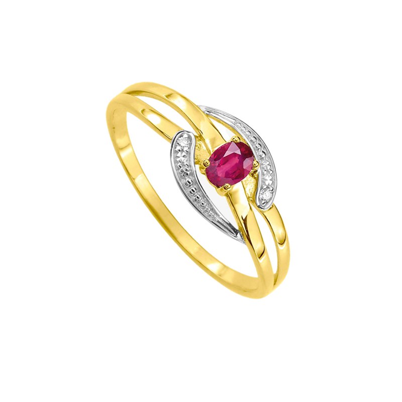 Bague Femme - Rubis - Oxyde de zirconium - Or 9 Carats