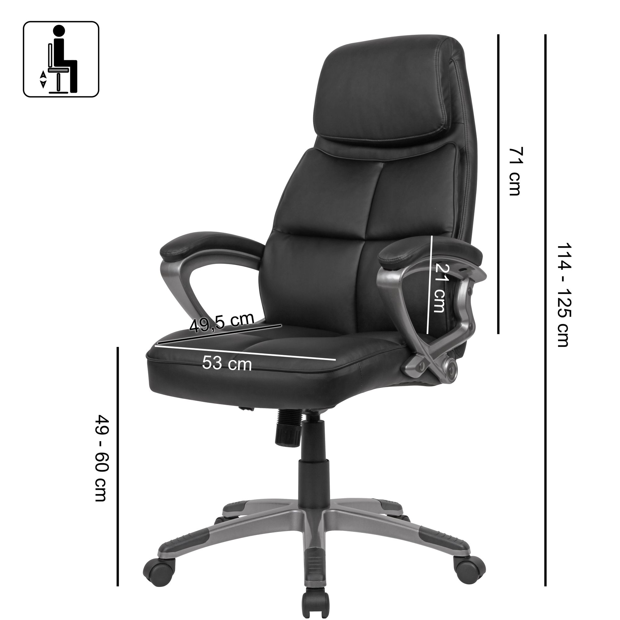 FineBuy Schreibtischstuhl Kunstleder Schwarz Büro Drehstuhl Bürosessel 120 kg