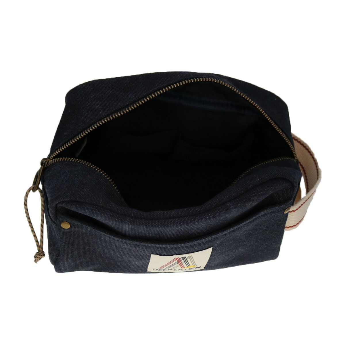 Trousse de toilette en toile bleu marine .