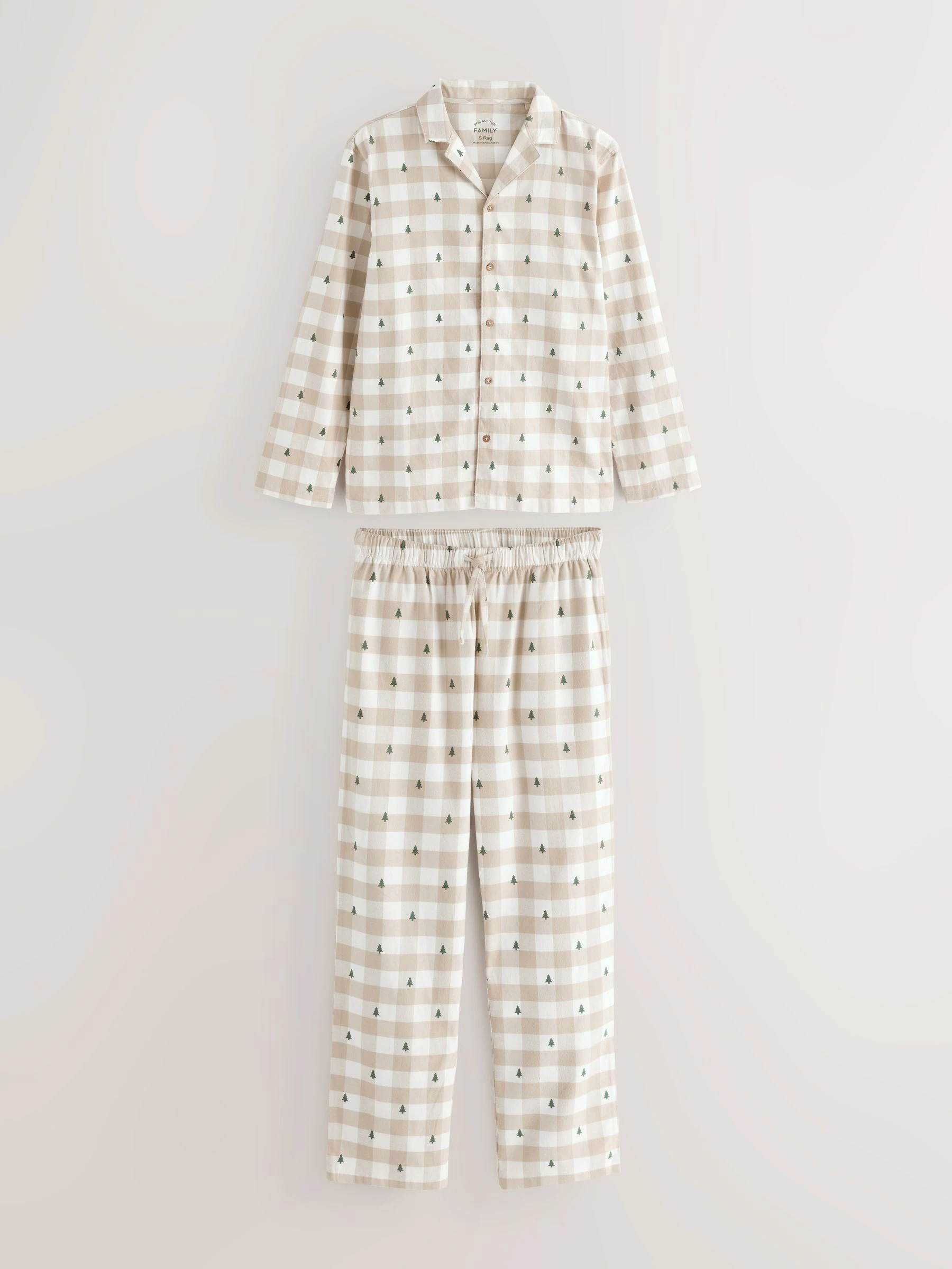 Neutraal geruit - Bijpassende familie Kerstmis Knoopsluiting Pyjama's