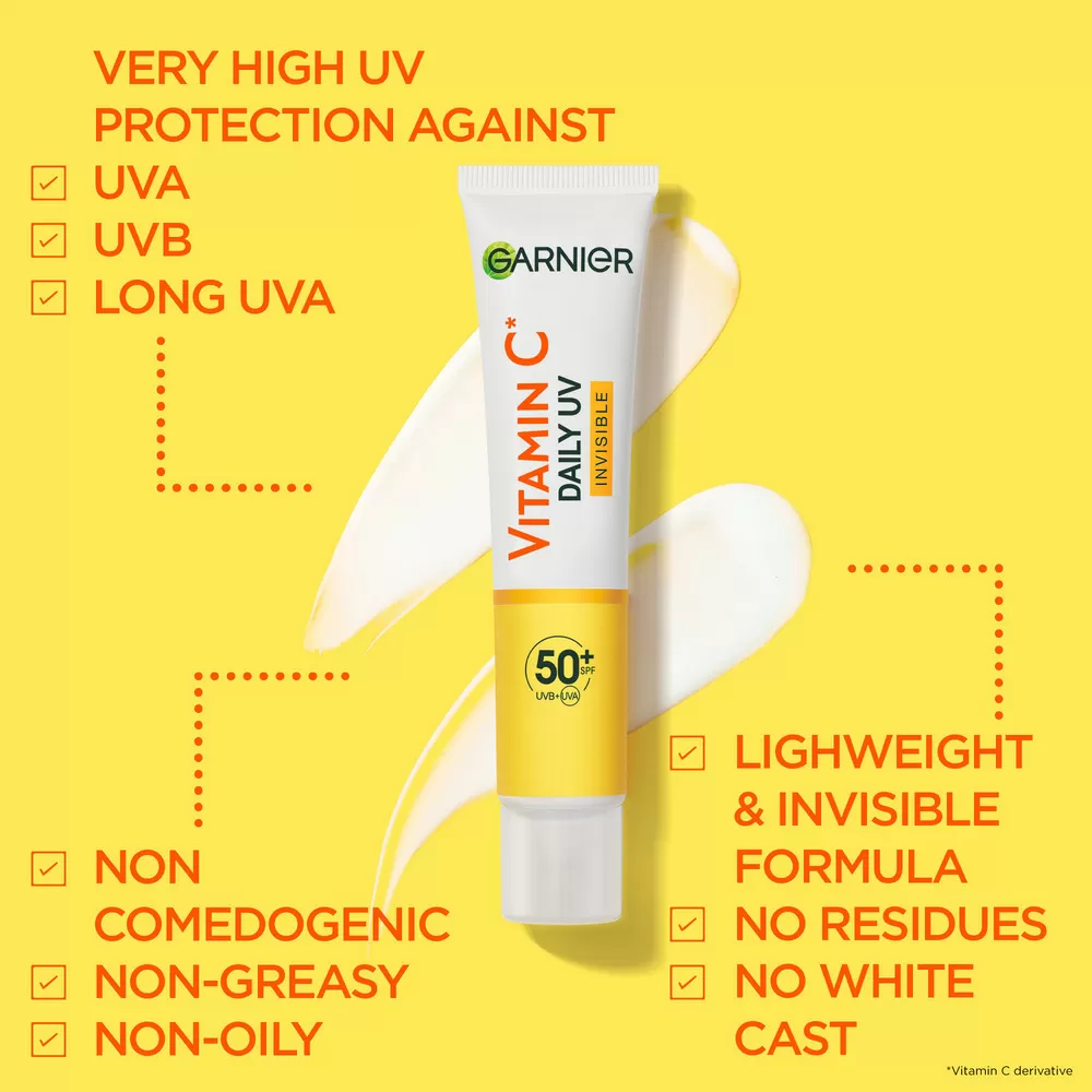 Garnier Skinactive Vitamin C Invisible Uv Fluid For Dull Skin - 40 ml.
