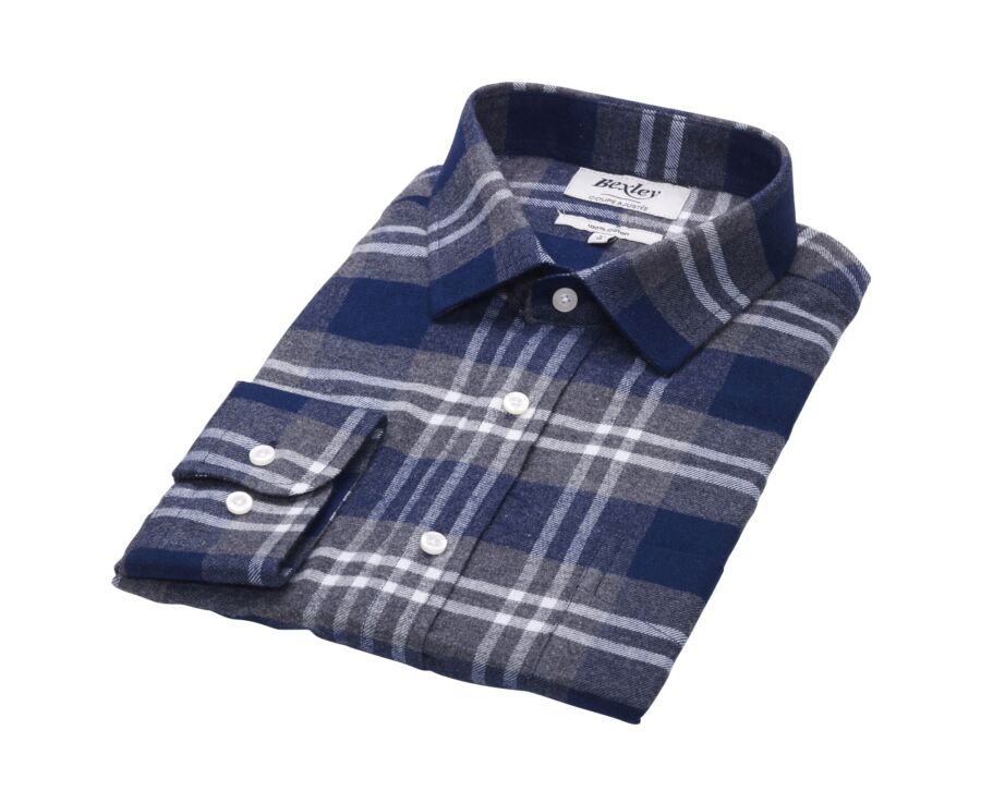 Chemise flanelle Navy à carreaux Gris et blancs homme - FORESTER