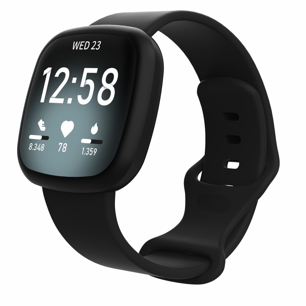 Fitbit Versa 4 / Versa 3 / Sense 2 / Sense Silikon Sport Armband (Gelenkumfang 160-200mm) - Schwarz