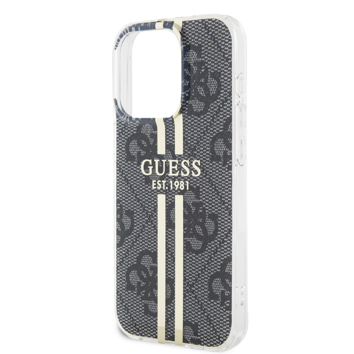 iPhone 15 Pro Hybrid Hardcase Hülle IML 4G Gold Stripe (GUHCP15LH4PSEGK) - Schwarz