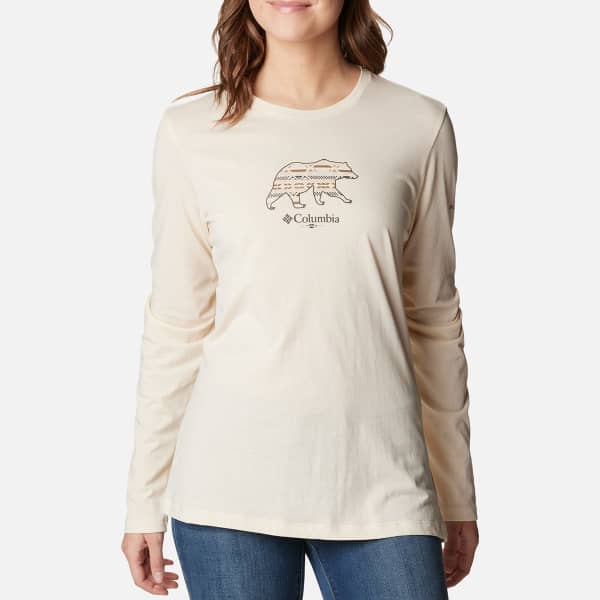 T-shirt randonnée COLUMBIA HIDDEN HAVEN LS TEE W CHALK/BEARLY-CHECKERED/PEAKS GRAPHIC