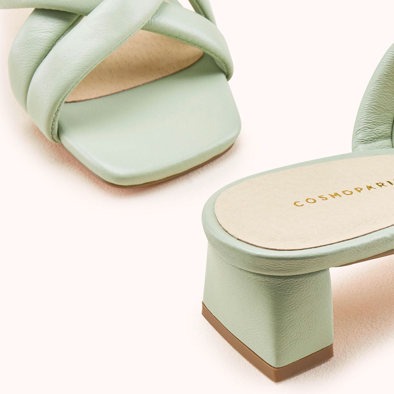 Cosmoparis Mules en Cuir Humi amande - Talon 5 cm