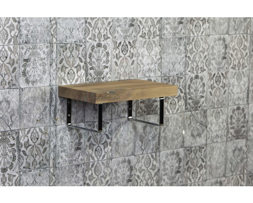 Wastafelblad voor gastenbadkamer, 40x25 cm, natuurlijke rand, massief eiken, matte afwerking, zonder uitsparing