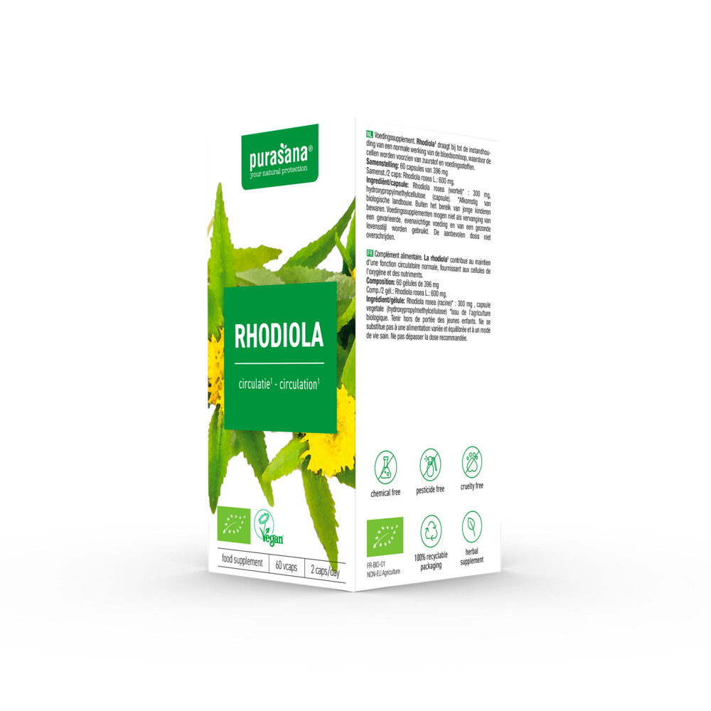 Purasana Rhodiola Rozenwortel Bio60 capsules