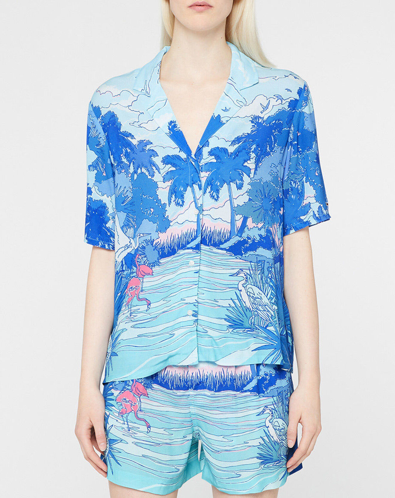Tommy Jeans Chemise Bowling imprimée bleu/multicolore