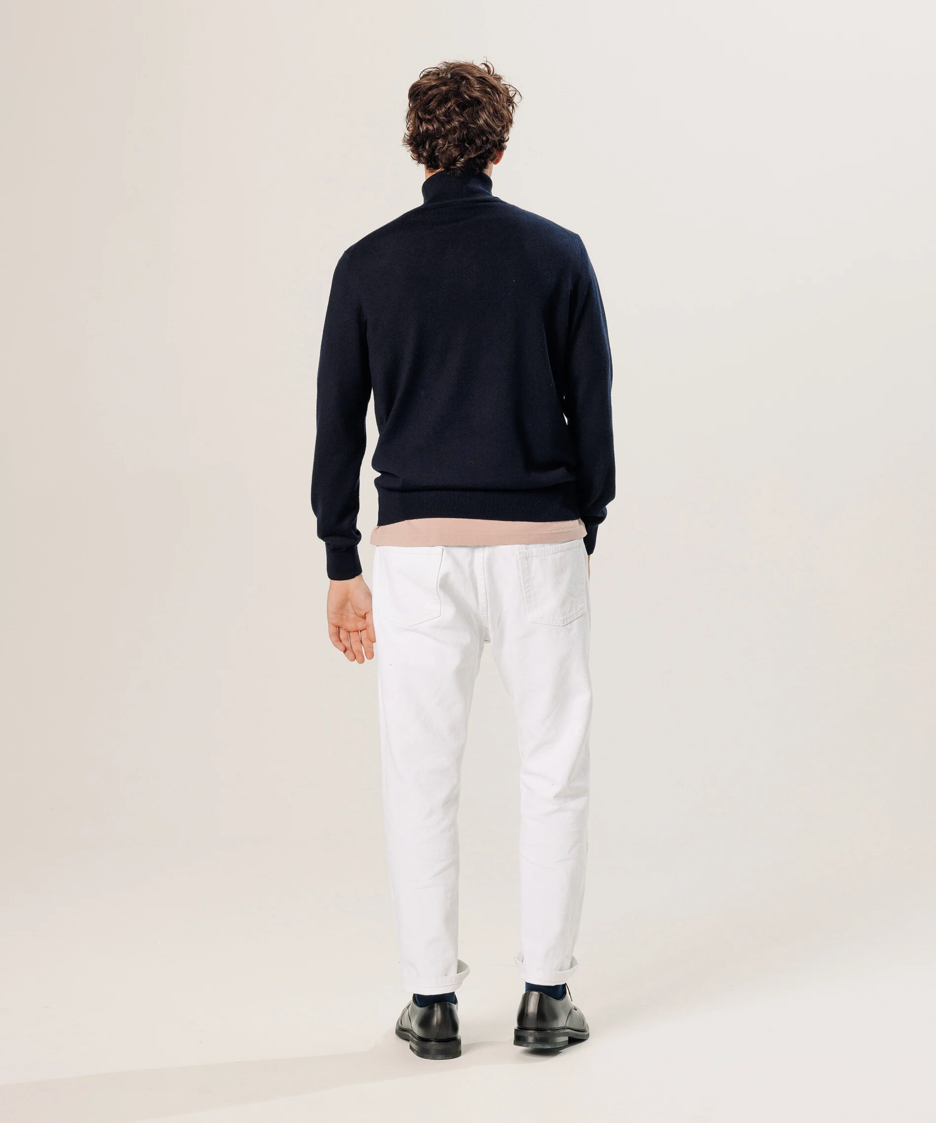 Pull col roulé en laine mérinos | Bleu