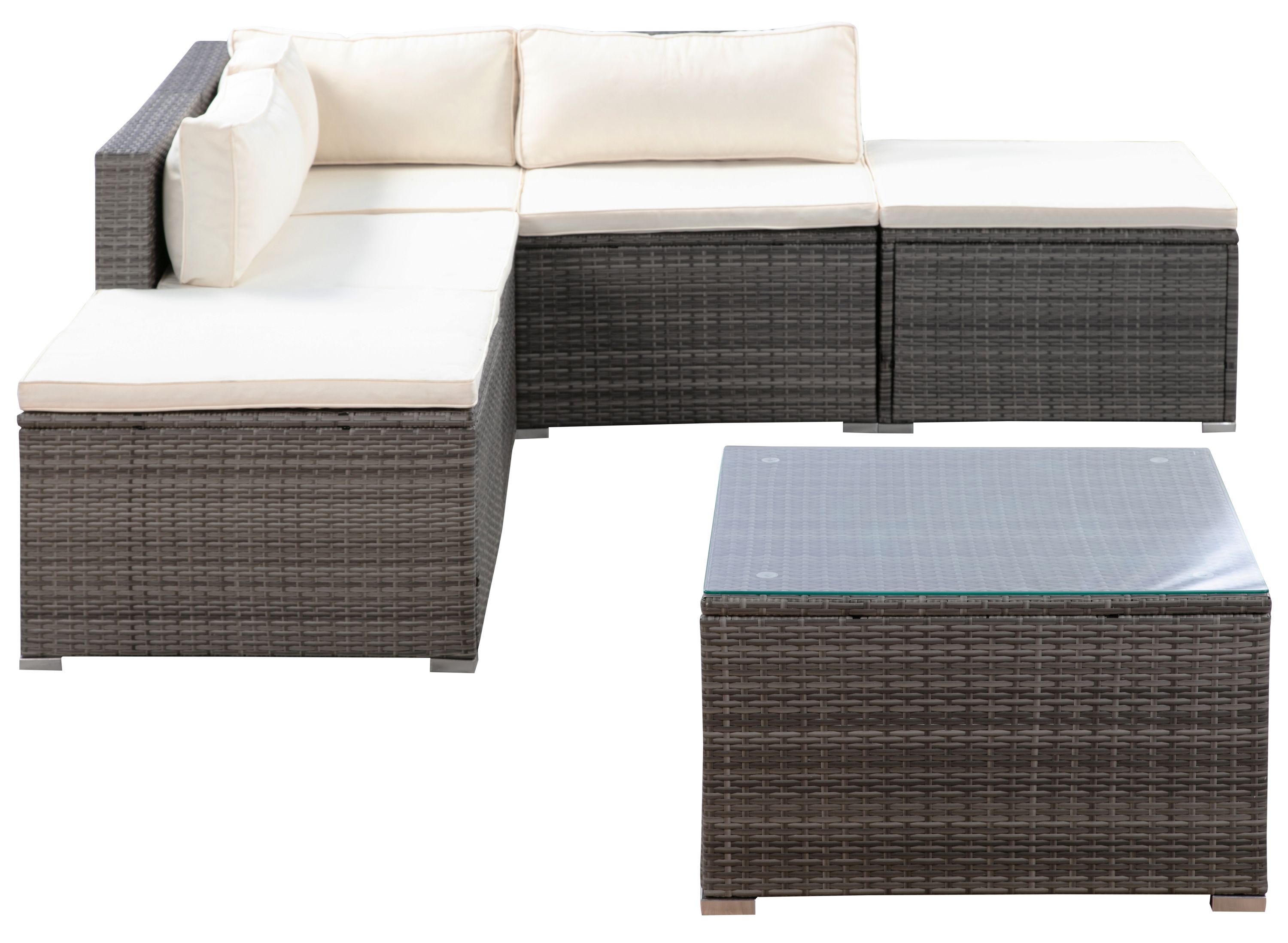 Rattanlounge FARO grau/beige