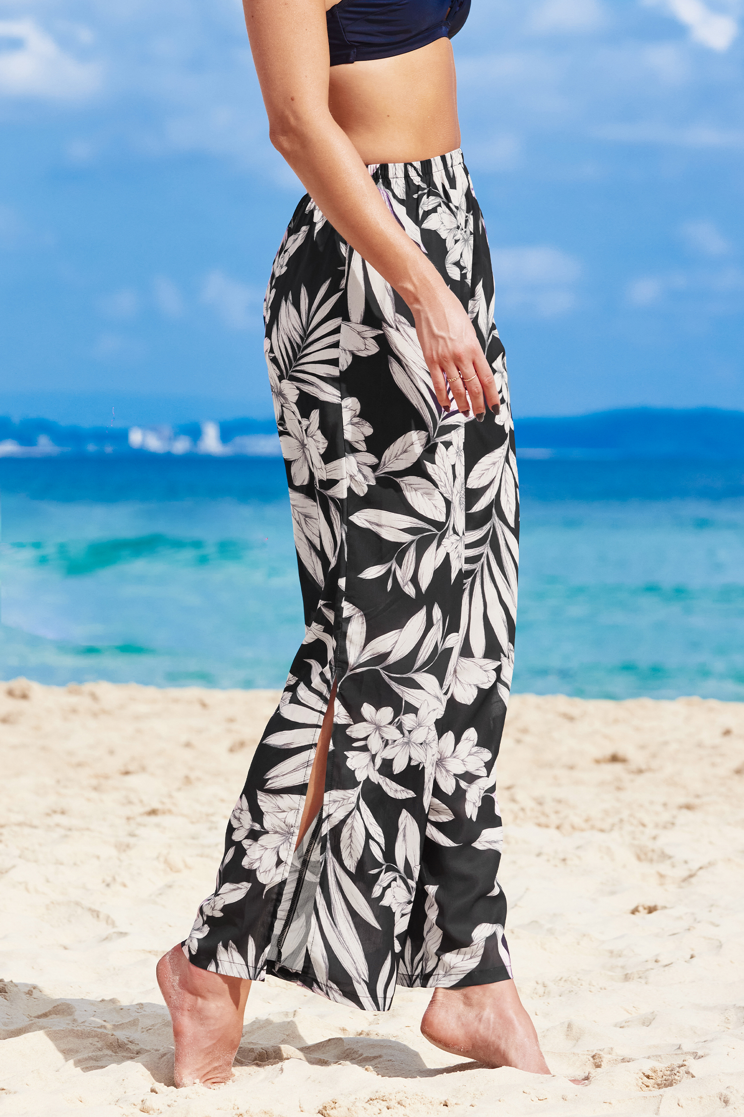 Pantalon droit à cordon tropical
