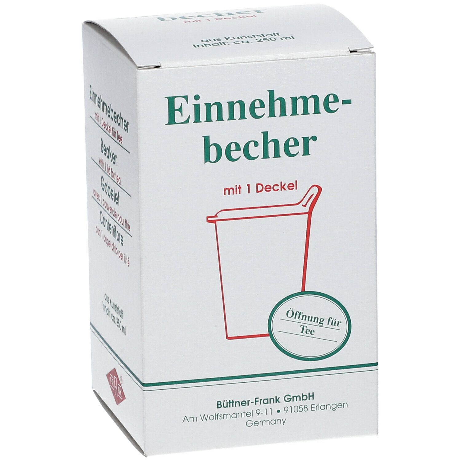 FRANK® Einnehmebecher Kunststoff mit abnehmbarem Trinkdeckel 4 mm