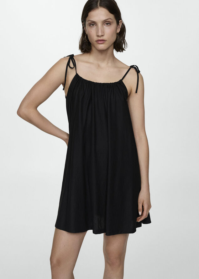 MANGO Short flowy dress Black