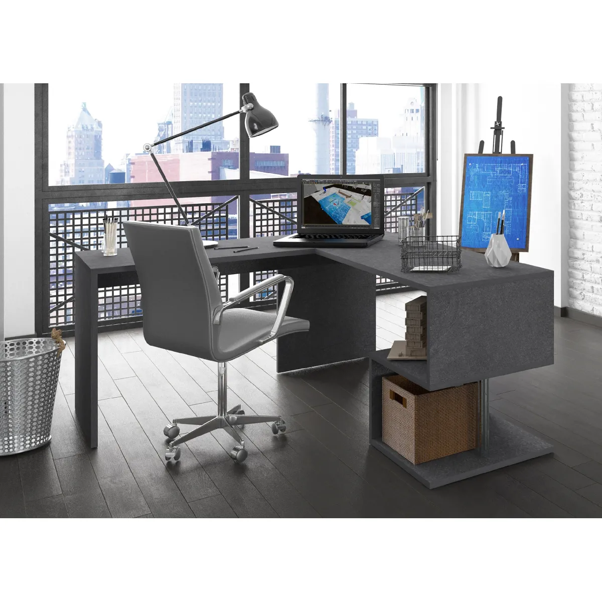 Alter Bureau d'angle Gris Cendré