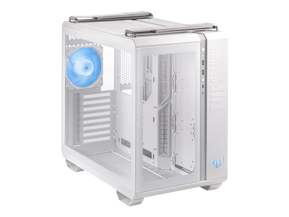 ASUS TUF Gaming GT502 Plus - Mid tower - ATX - sidepanel med vindue (hærdet glas) - ingen strømforsyning - hvid - USB/Lyd