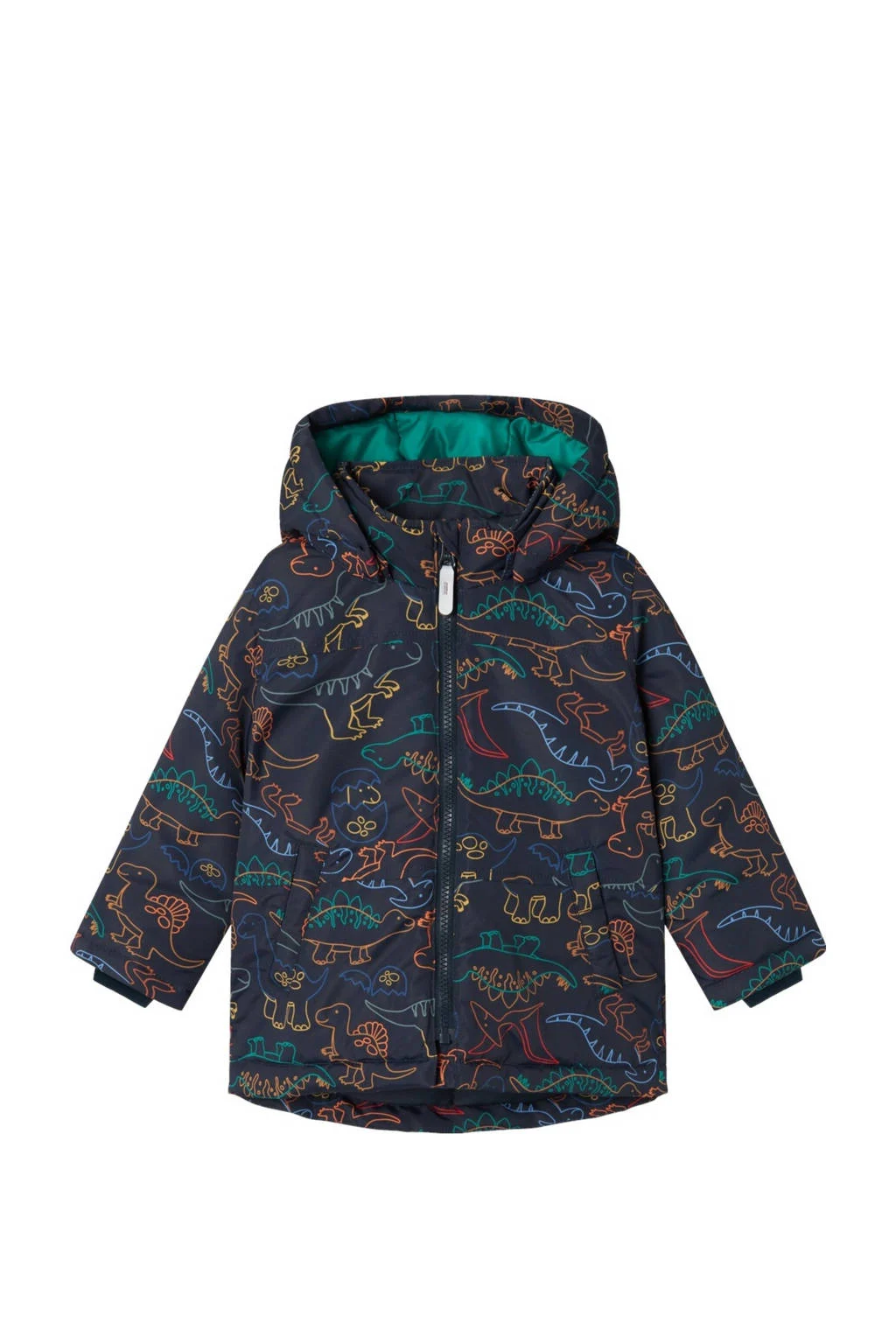 NAME IT winterjas NMMMAX met all over print donkerblauw/multicolor