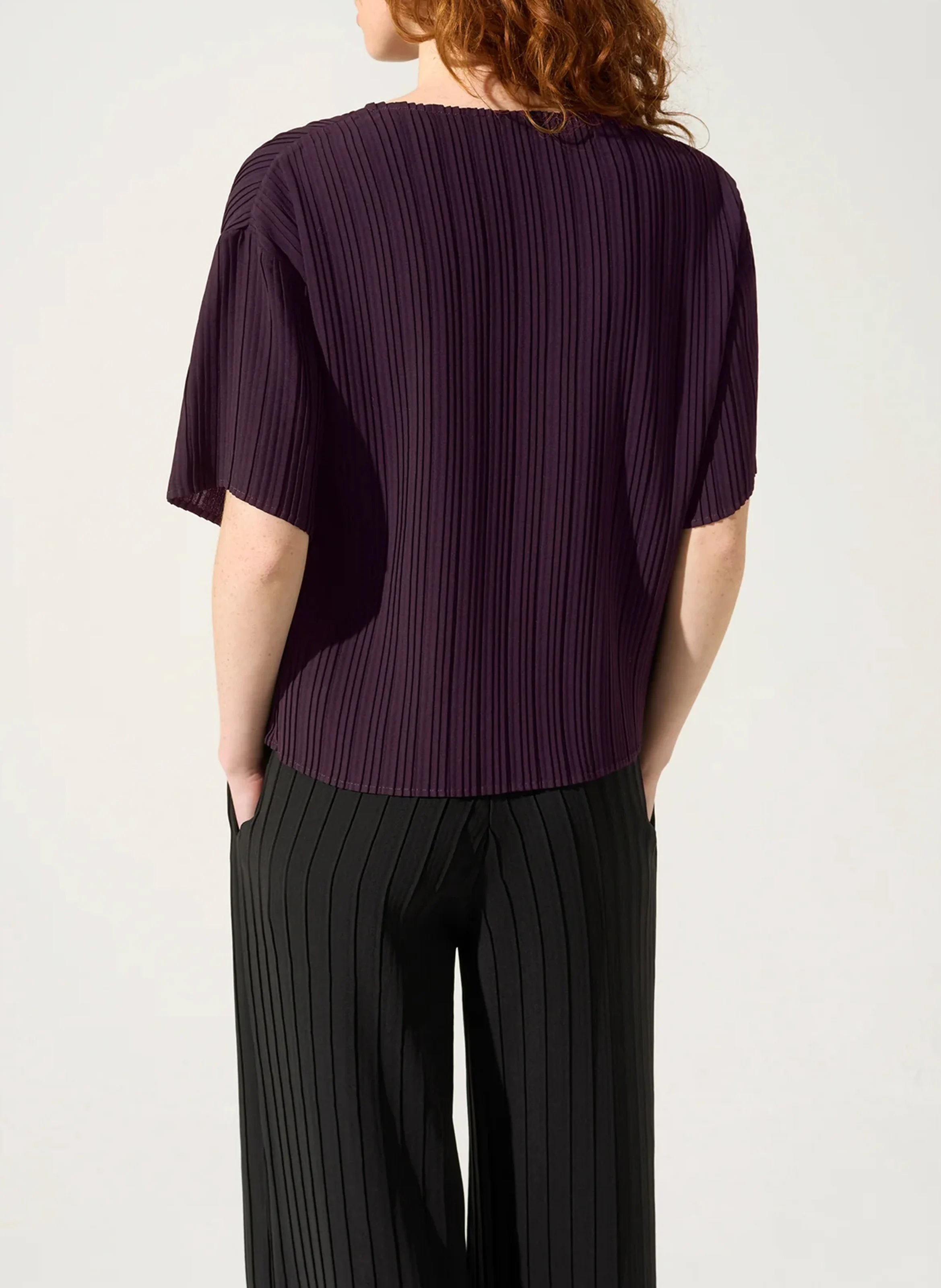Blouse col rond plissé | Violet