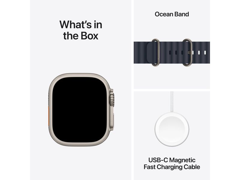 Apple Watch Ultra 2 Natural Titanium Ocean Band Navy Die robusteste und leistungsfähigste Apple Watch.