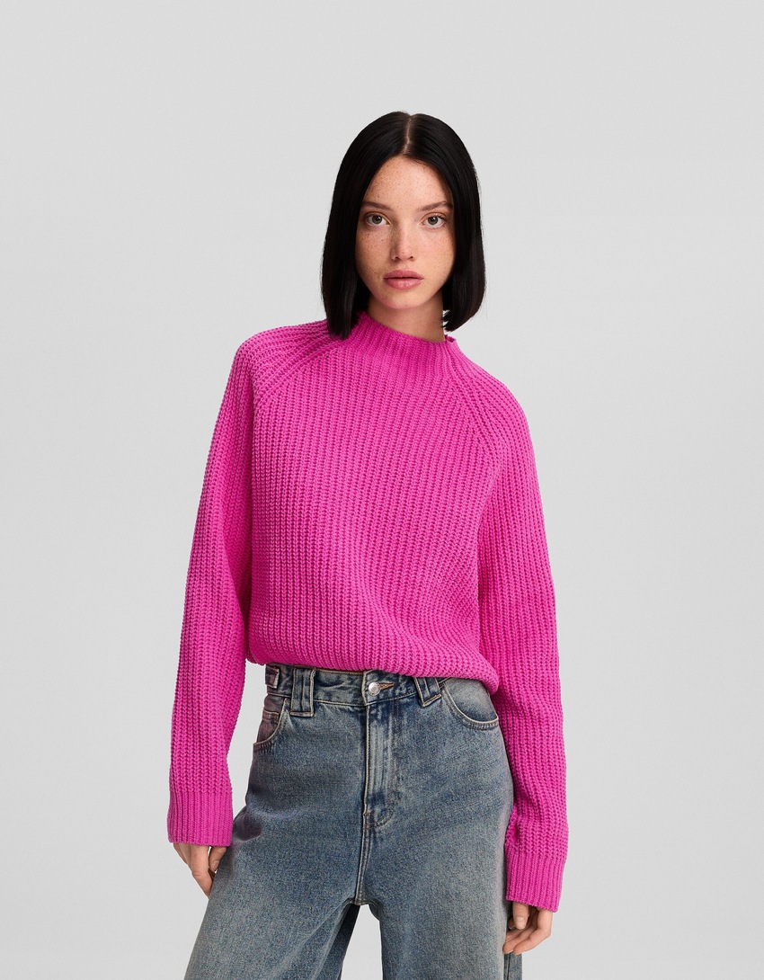 Suéter de chenille com gola alta
