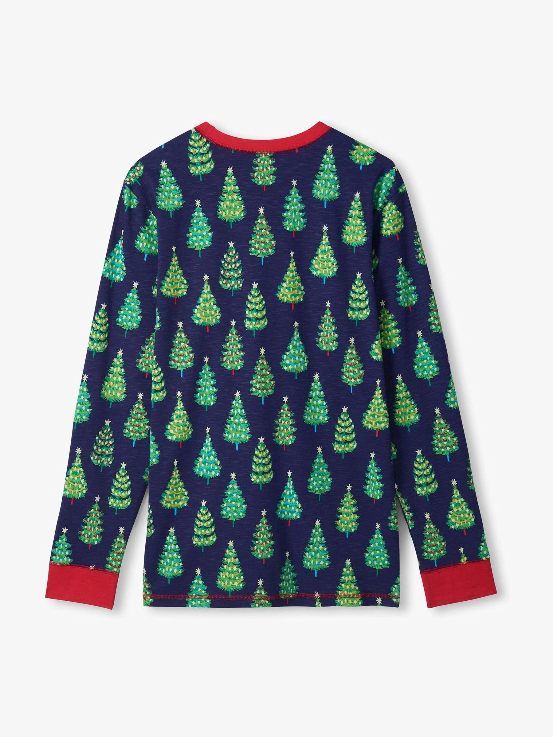 Hatley Patriot Blue Glow in the Dark Christmas Trees Men's Stretch Cotton Pyjama Set