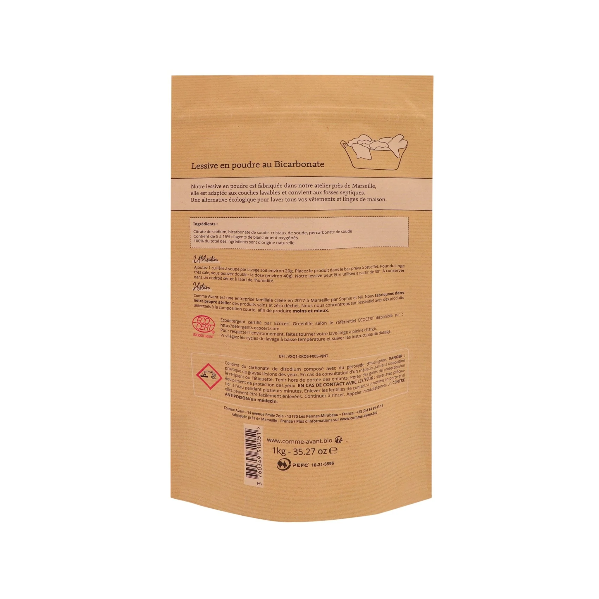 Lessive en poudre au bicarbonate - Version 2 - 1 lessive - 1kg / Aucun