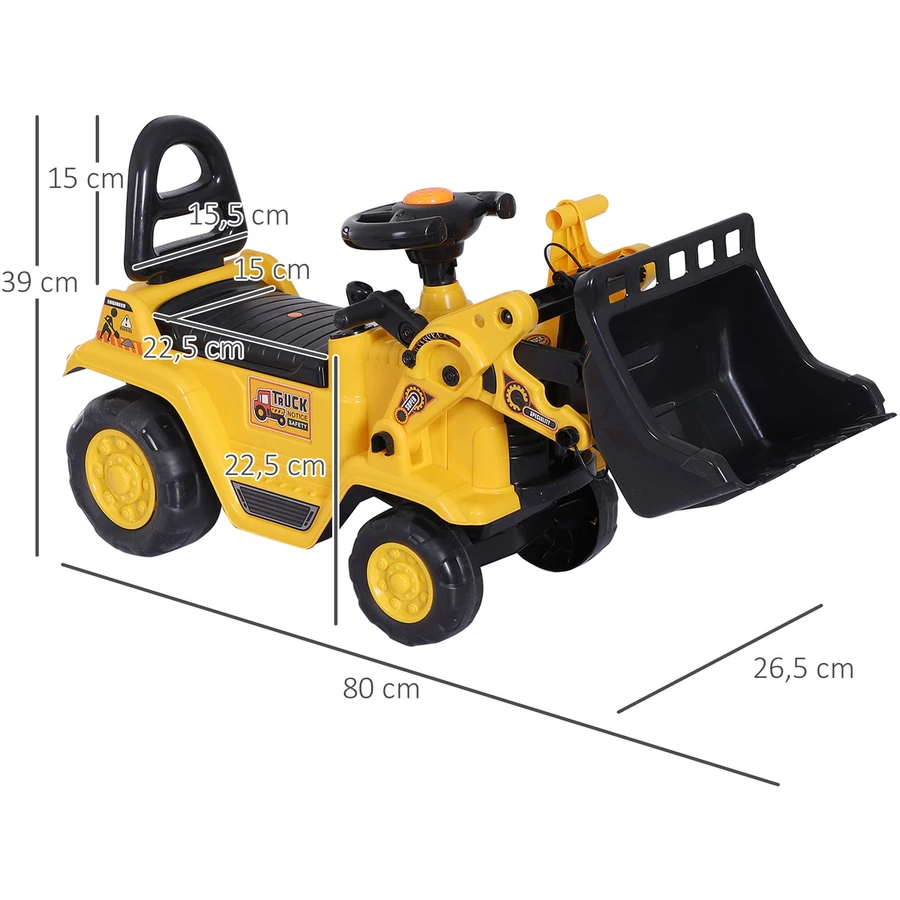 HOMCOM Trettraktor mit Stauraum gelb