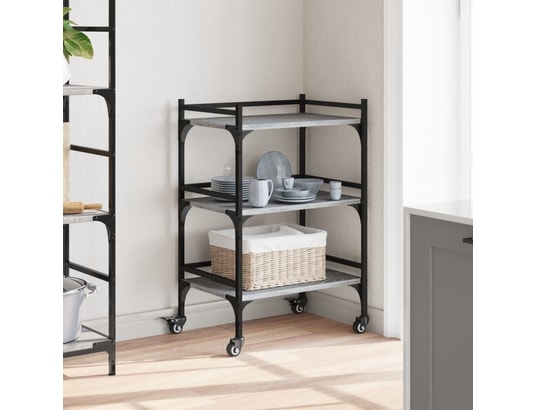 VIDAXL - Chariot de cuisine sonoma gris 50x35x75,5 cm bois d'ingénier...