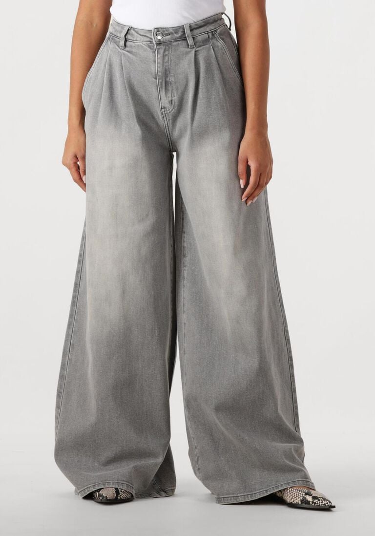 grijze janice wide jeans jeans wijde pijp stretch dollar