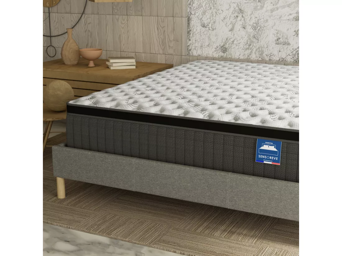 Matelas 140x190 cm - Ressorts ensachés et mousse mémoire de forme-Épaisseur 30cm