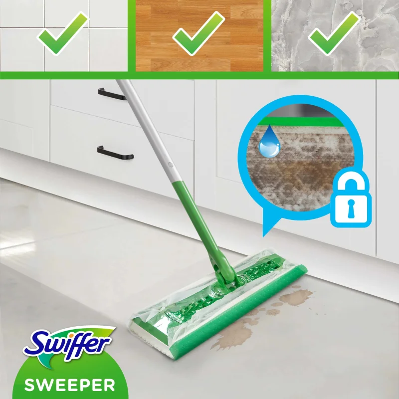 SWIFFER - Kit balai   8 lingettes sèches & 3 humides