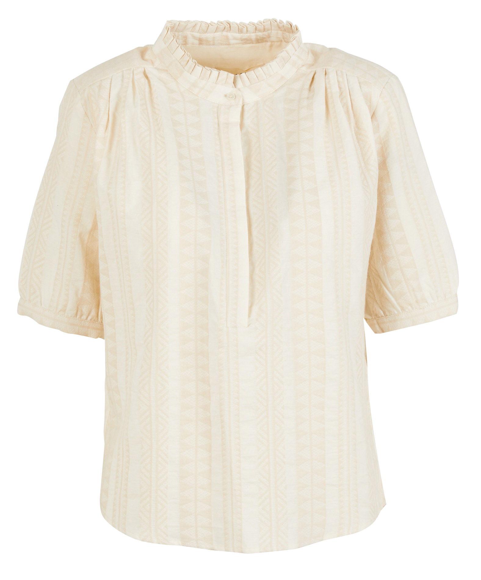 ELVIRA - Blouse droite col montant en coton | Blanc