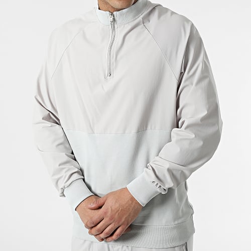 Ensemble Sweat A Col Zippé Et Pantalon Jogging LL497 Gris Clair
