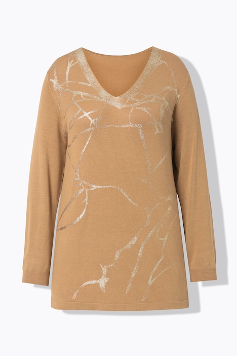Pullover, A-Linie, Metallic-Marmormuster