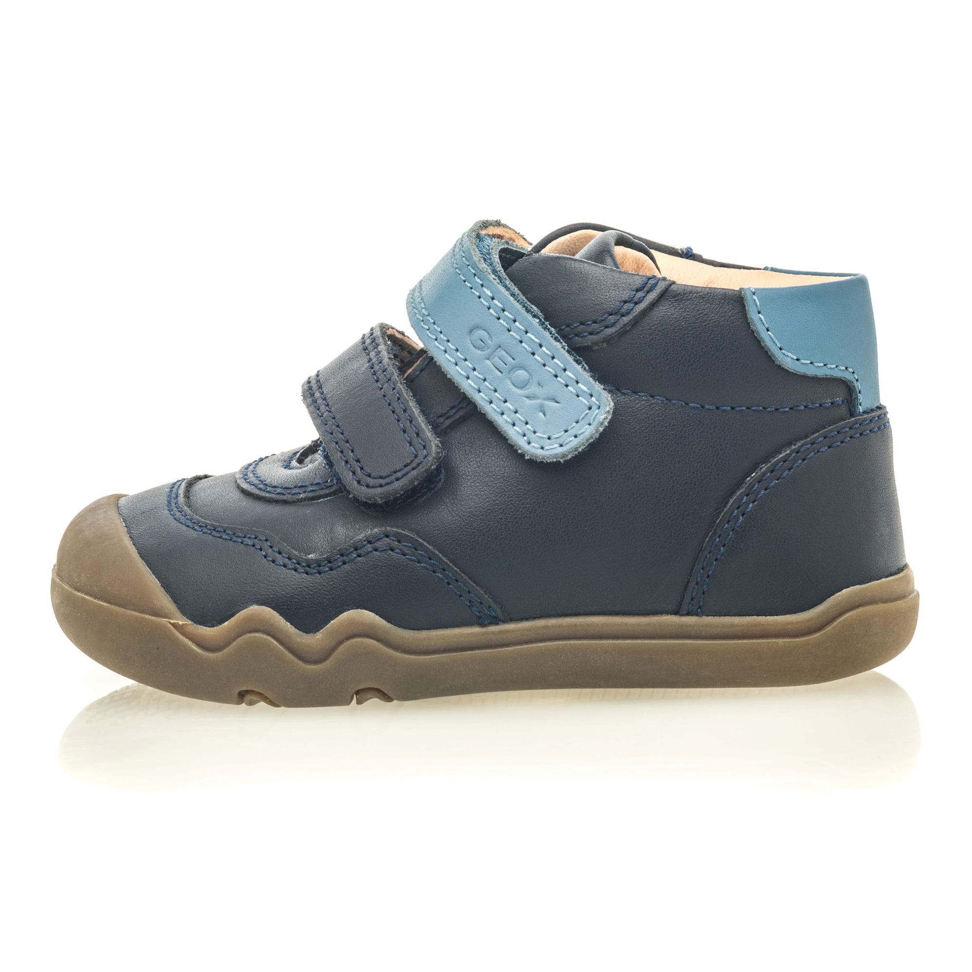 Baskets basses Bébé garçon en cuir bleu marine
