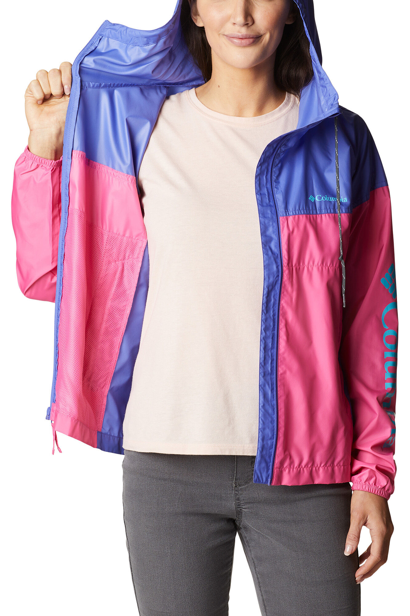 Jaqueta corta-vento feminina Columbia Flash Challenger™ - Rosa