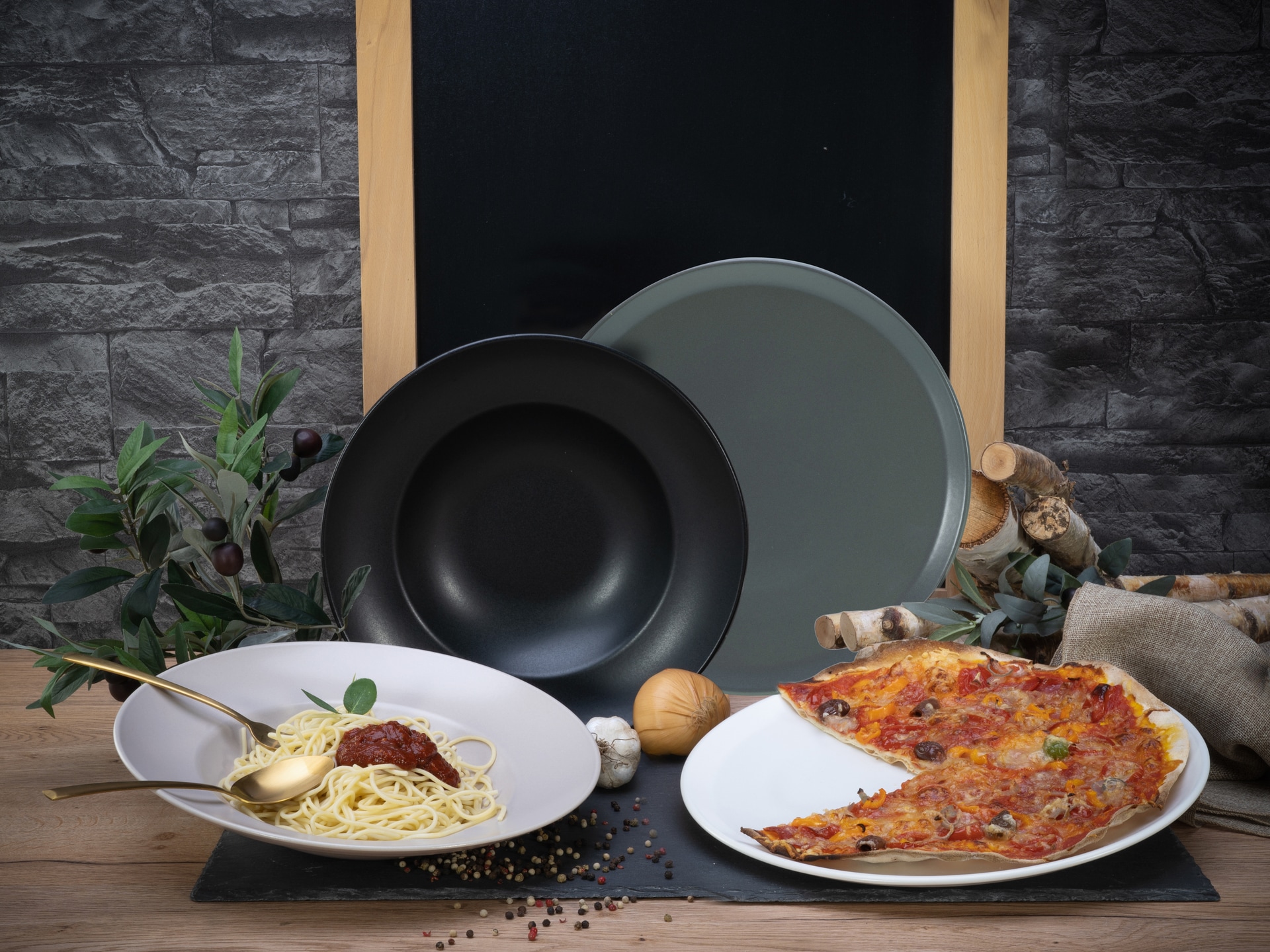 CreaTable Pizzateller XL MANHATTAN 6er Set 33 cm weiß