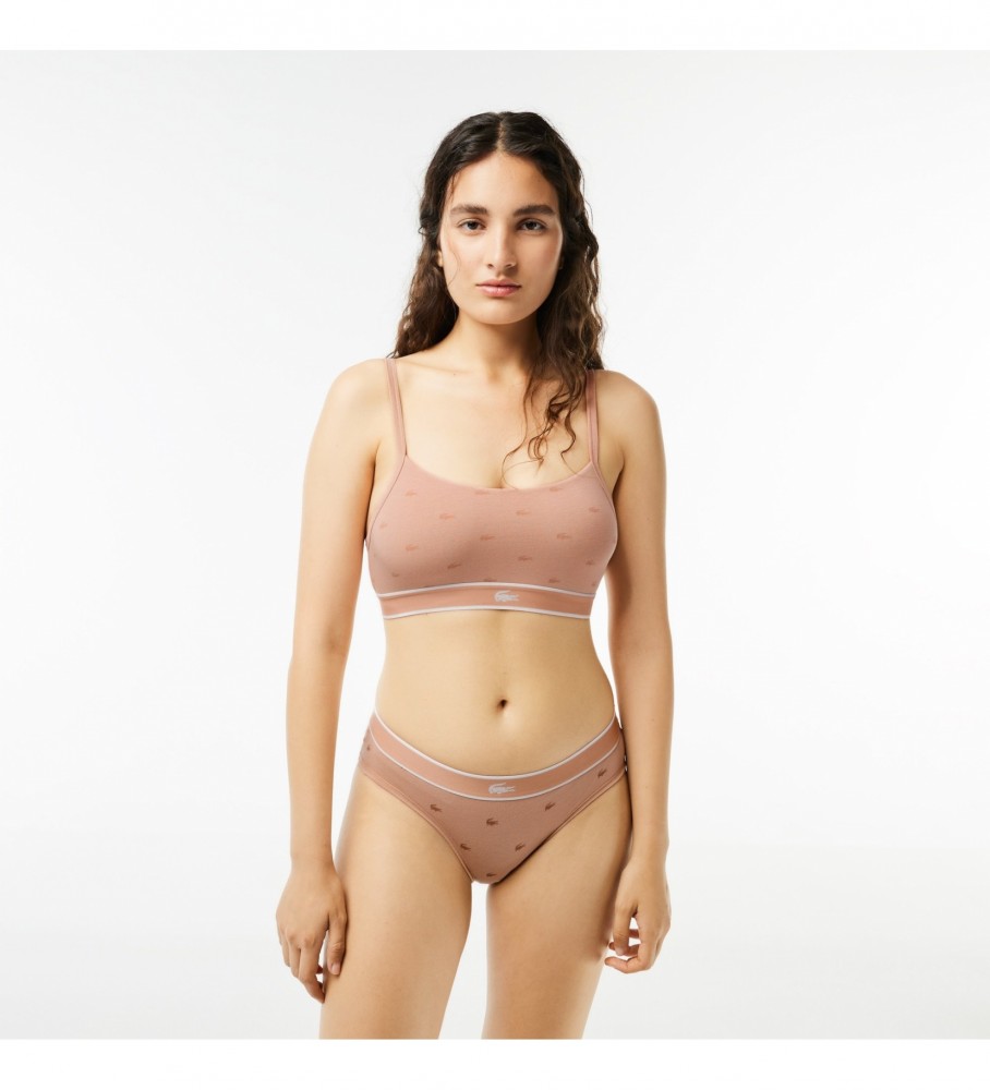 Sutiã esportivo Lacoste com estampa rosa