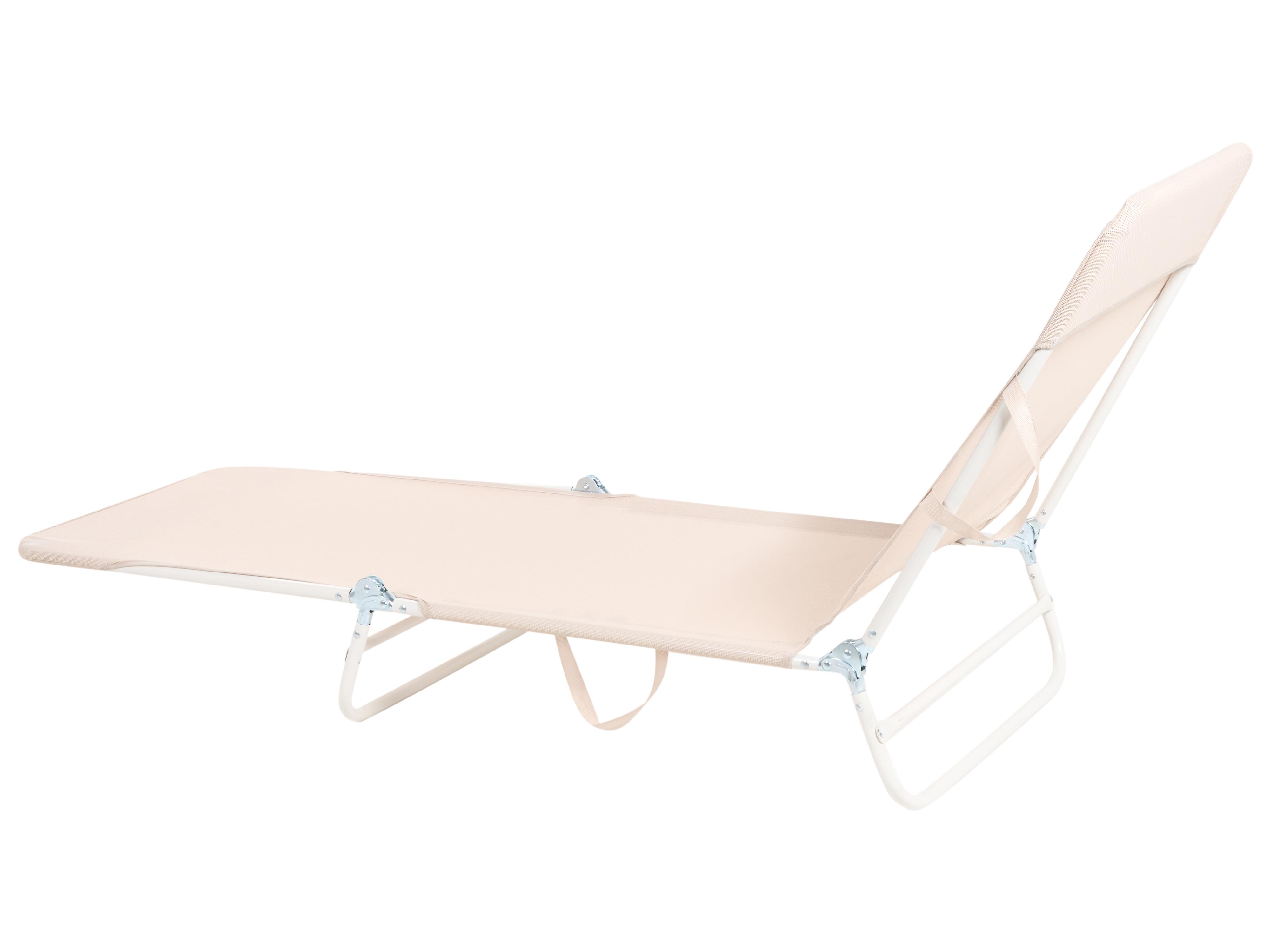 Ligstoel KASTORIA achteroververstelbaar Metaal Beige