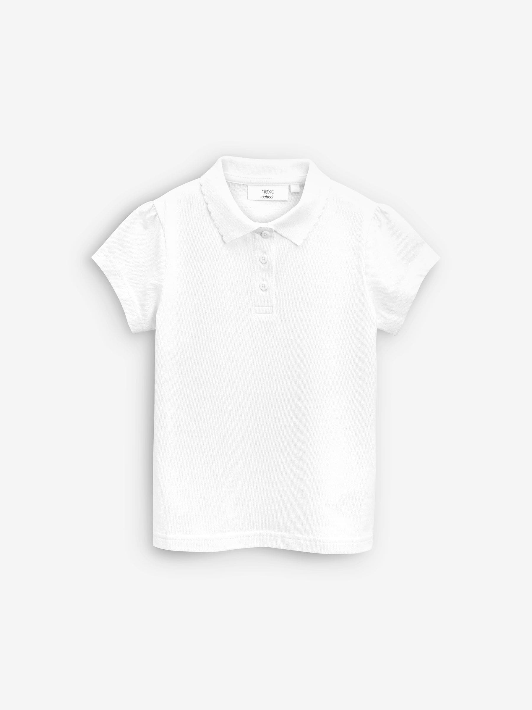 Wit - 2 -pack 100% katoenen poloshirts met korte mouwen (3-16jaar)