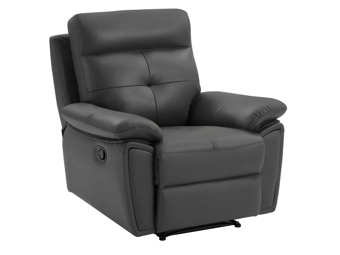 Fauteuil relax en cuir gris VINETA