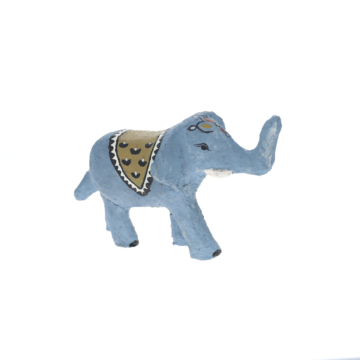 Figurine éléphant en papier mâché avec ornement ocre Pondie Chérie