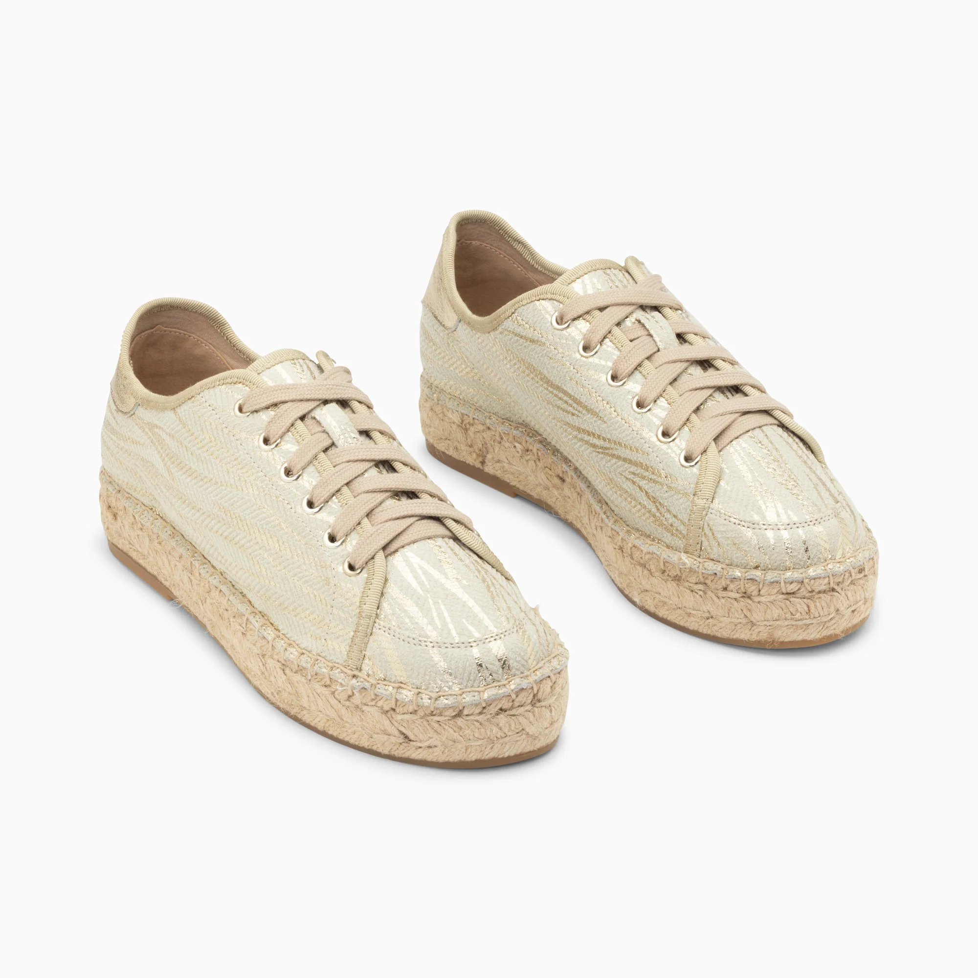 Sneakers-Baskets espadrilles Kourtney or imprimé zèbre à lacets