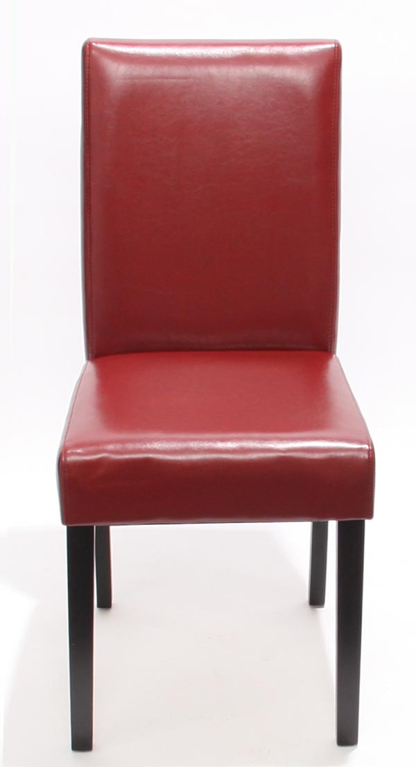 6er-Set Esszimmerstuhl Stuhl Küchenstuhl Littau, Leder ~ rot, dunkle Beine