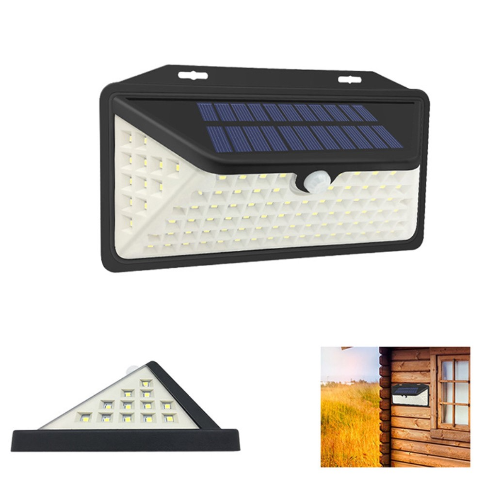 102 LED's Solar Outdoor Lampe Garten Wandleuchte Aussen Beleuchtung mit Infrarot Sensor (IP65) - Schwarz