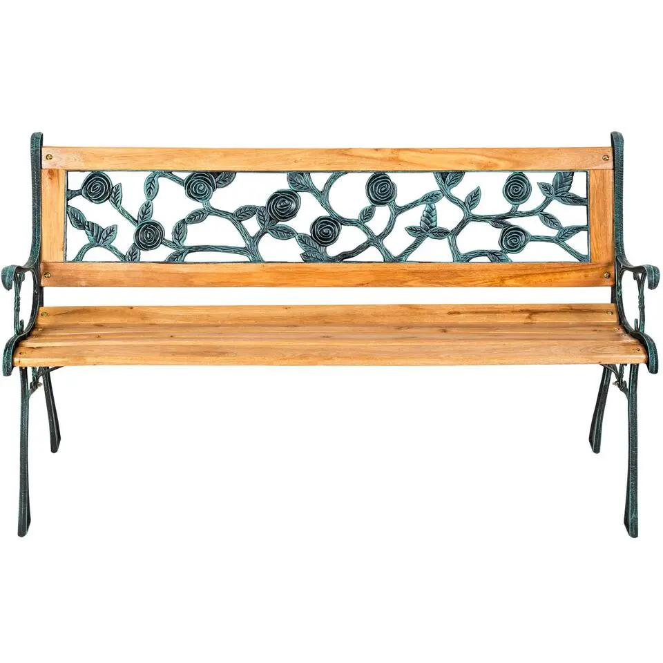 tectake Tuinbank Marina 2-zitter van hout en gietijzer 124x52x74, Bruin